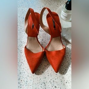 Brand New Zara Pink Salmon Peach Kitten Heels